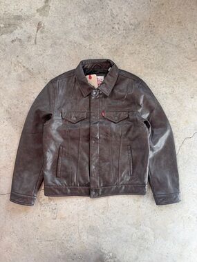 Levi's Dark Brown Leather Bomber Jacket